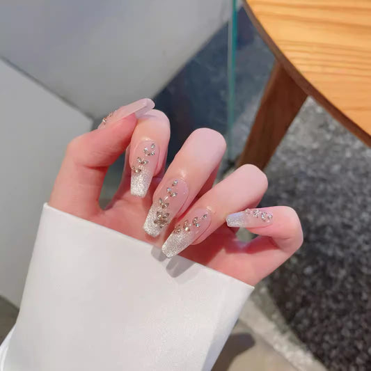 LX-D19 Purely handmade wearable Press on nails dense cat's eye gold moonlight galaxy summer and autumn new simple and fashionable nail stickers