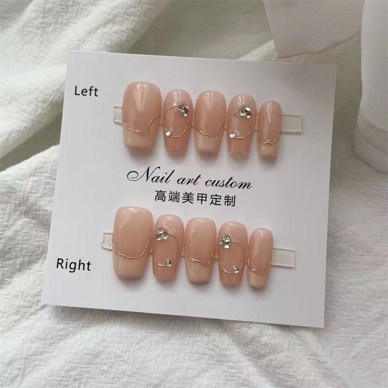 LX-074 Pure desire gentle fresh pile diamond handmade wearable Press on nails art autumn and winter new bride temperament phototherapy nail patch light luxury